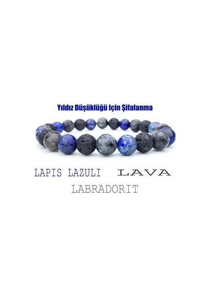 Öğrenci Doğal Lapis Lazuli,lava ,labradorit Yıldız Düşüklüğü Için Şifalanma Bileklik 8mm
