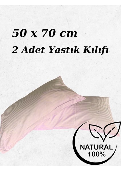 Premium Çizgili Saten Yastık Kılıfı Seti %100 Pamuk (2'li Set)