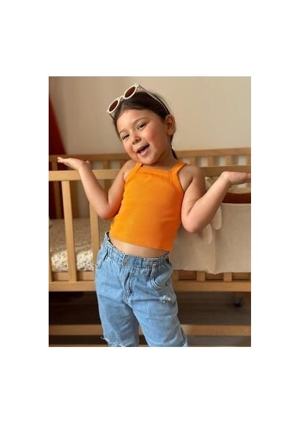 Turuncu Bebek Fitilli Ribana Crop Body fiyatları