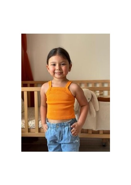 Turuncu Bebek Fitilli Ribana Crop Body fırsatları