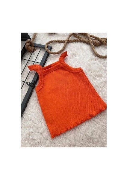 Turuncu Bebek Fitilli Ribana Crop Body indirimleri