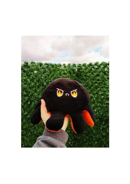Mod Değiştiren Çift Yüzlü Sevimli Siyah Turuncu Peluş Ahtapot Yastık & Uyku Arkadaşı & Oyuncak 25CM fiyatları