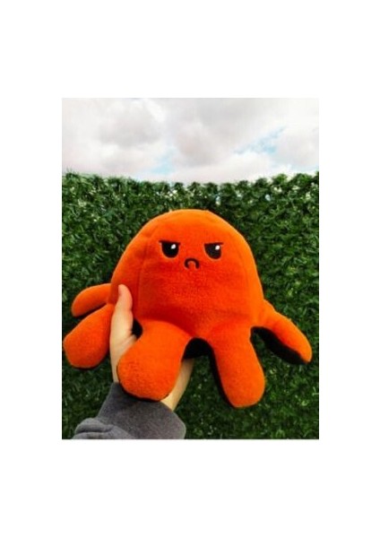 Mod Değiştiren Çift Yüzlü Sevimli Siyah Turuncu Peluş Ahtapot Yastık & Uyku Arkadaşı & Oyuncak 25CM modelleri