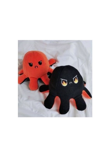 Mod Değiştiren Çift Yüzlü Sevimli Siyah Turuncu Peluş Ahtapot Yastık & Uyku Arkadaşı & Oyuncak 25CM fırsatları