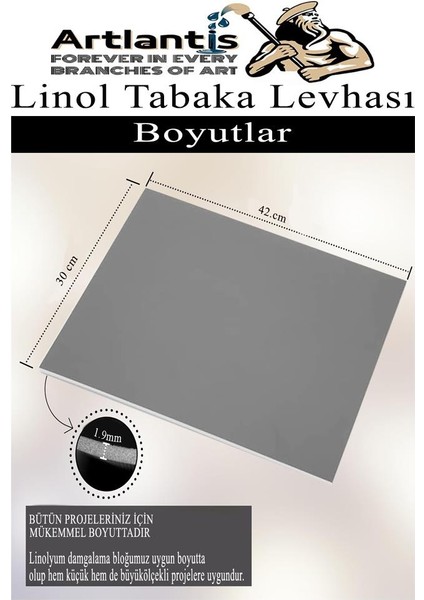 Linol Tabaka Levhası A3 30X42 cm 2mm Gri 1 Adet Linolyum Tabaka Gri Linol Muşamba Baslı Levha fiyatları