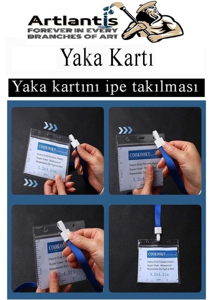 Siyah Ipli Yaka Kartı 1 Adet Ayarlanabilir Boyuna Asma Kimlik Koruyuculu Pvc Siyah Yaka Kartlığı Seyehat Ofis Okul Büro