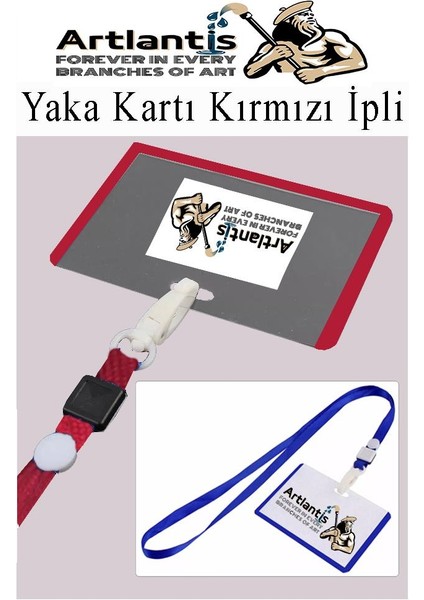 Kırmızı Ipli Yaka Kartı 10 Adet Ayarlanabilir Boyuna Asma Kimlik Koruyuculu Pvc Kırmızı Yaka Kartlığı Seyehat Ofis Okul Büro