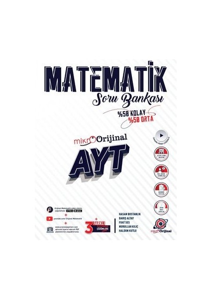 Orijinal Mikro Ayt Matematik Soru Bankası % 50 Kolay % 50 Orta