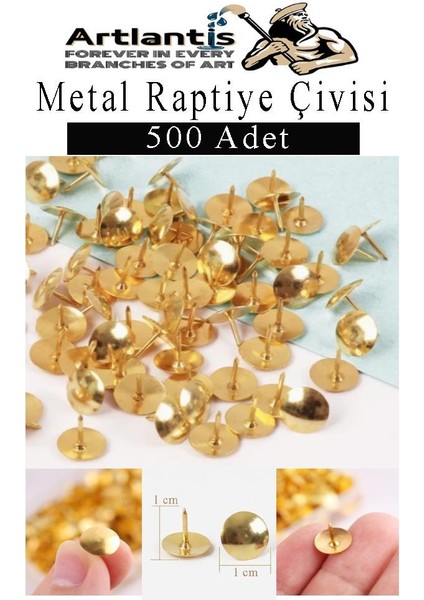 Metal Raptiye Çivisi 500 Adet 1 Paket Perçinli Altın Sarı Raptiye Nikel Kaplamalı Ev Okul Büro Yuvarlak Raptiye
