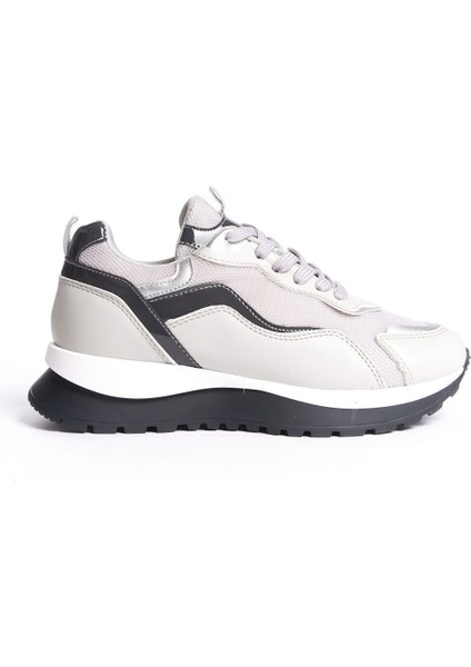 Siyah Krem Fileli Comfort Tabanlı Rahat Bağcıklı Günlük Kadın Sneaker Spor Ayakkabı fiyatları