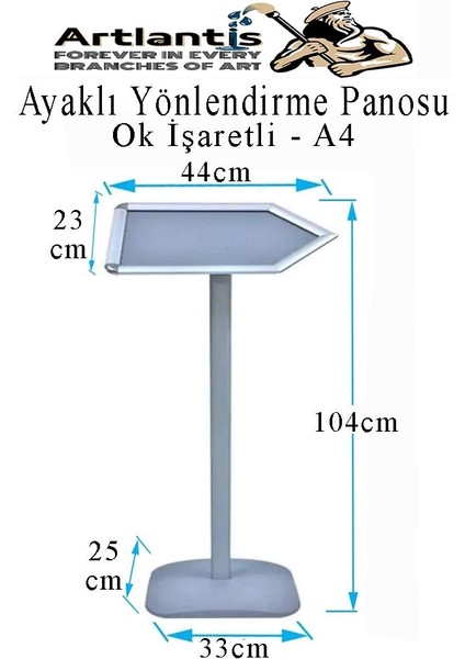 Ok Şekilli Dekoratif Alan Içi ve Dışı Yönlendirme Panosu 1 Adet Ayaklı Bilgilendirme Bilgi Standı Otel Restaurant Semineri Toplantı