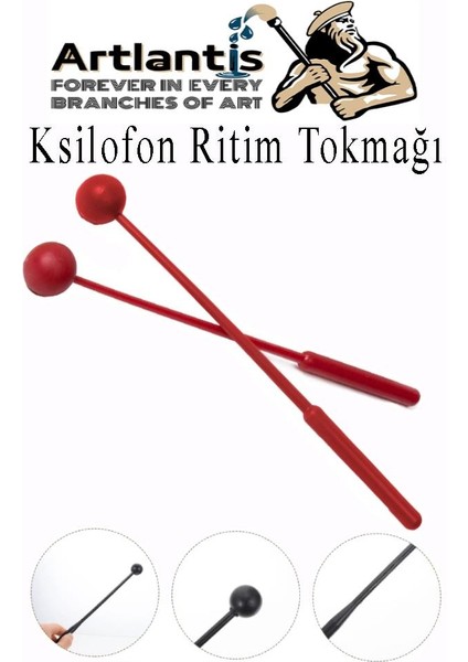 Ksilofon Tokmağı 1 Çift Kırmızı 1 Paket Ritim Çubuğu Plastik