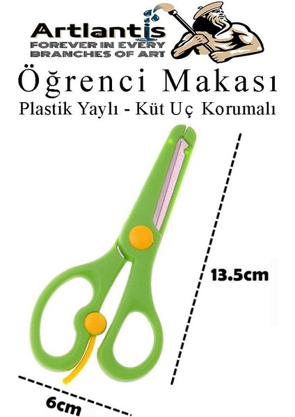 Mavi Öğrenci Makası 1 Adet Plastik Yaylı Küt Uç Korumalı Okul Makası Çocuk Makası Okul Öncesi Kreş Ana Sınıfı modelleri