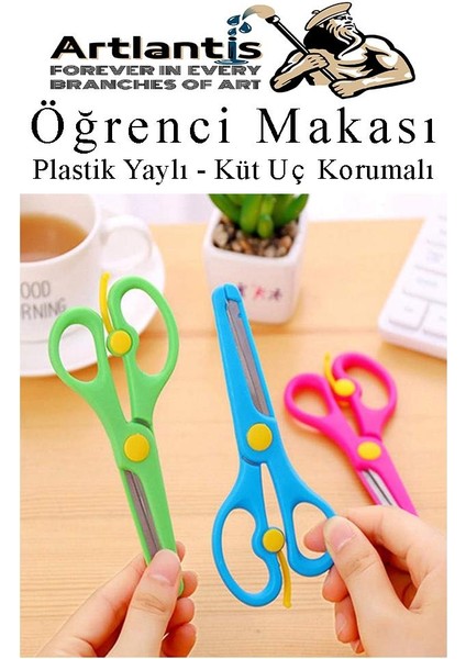Mavi Öğrenci Makası 1 Adet Plastik Yaylı Küt Uç Korumalı Okul Makası Çocuk Makası Okul Öncesi Kreş Ana Sınıfı fırsatları