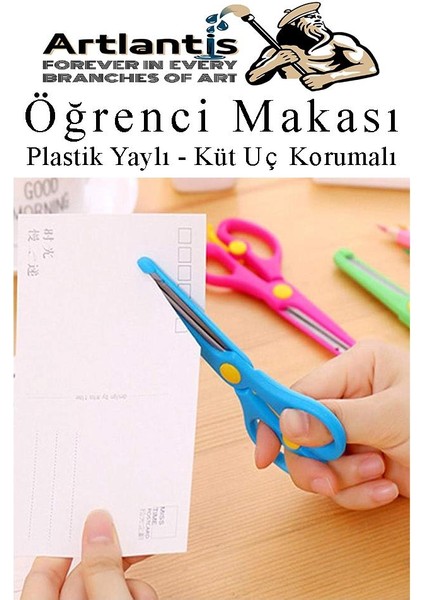Mavi Öğrenci Makası 1 Adet Plastik Yaylı Küt Uç Korumalı Okul Makası Çocuk Makası Okul Öncesi Kreş Ana Sınıfı indirimleri