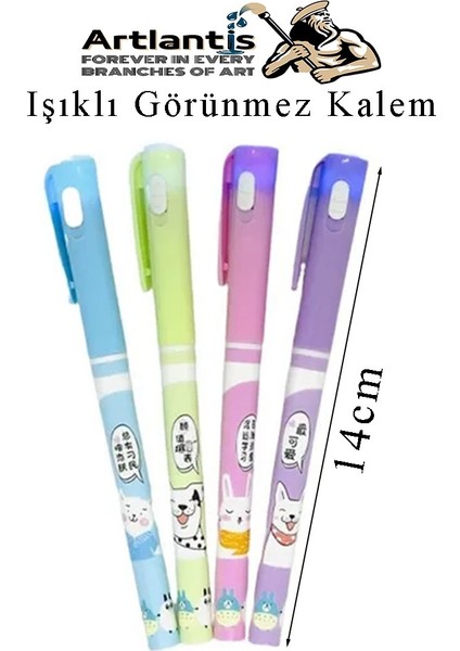 Işıklı Görünmez Kalem 4 Adet Sihirli Kalem Işıklı Uv Mavi Işıklı Kalem LZ-2160 modelleri