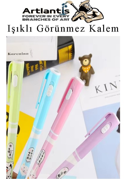 Işıklı Görünmez Kalem 4 Adet Sihirli Kalem Işıklı Uv Mavi Işıklı Kalem LZ-2160 fırsatları