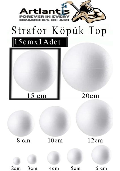 Strafor Köpük Top 15 cm 1 Adet Köpük Top Küre Toplar Yuvarlak Strafor Köpük Top Okul Deney Hobi Sanat