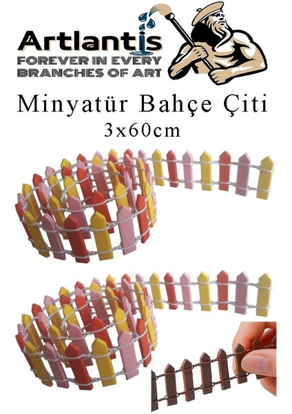 Mini Bahçe Çiti Kırmızı 3X60CM 2 Adet Dekoratif Minyatir Bahçe Çiti Okul Proje Teraryum Mini Ev Bahçe Çit