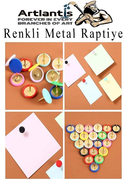 Sarı Raptiye 100 Adet 1 Paket Renkli Pvc Kaplı Başlıklı Raptiye Plastik Yuvarlak Düğmeli Raptiye Pano Okul Ofis Büro fırsatları