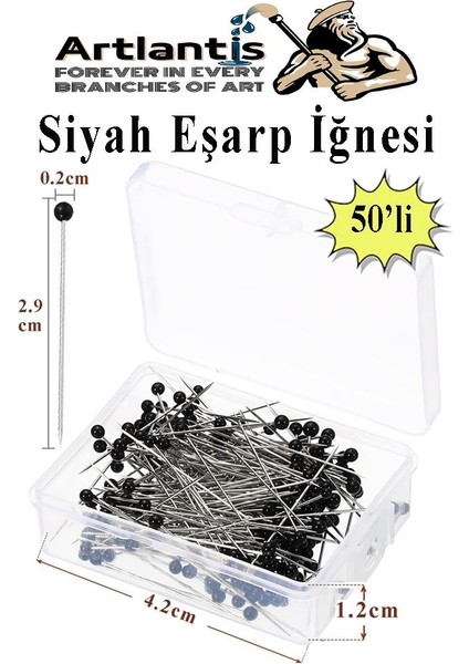 Eşarp Iğnesi Siyah 50 Li 1 Paket Türban Iğnesi Başörtüsü Toplu Iğne Şal Düğün Nikah Nişan Kına Sünnet Takı Iğnesi