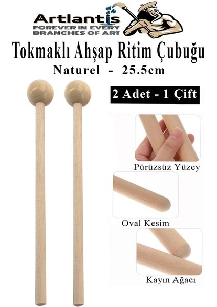 Tokmaklı Ahşap Ritim Çubuğu 2 Adet 1 Çift Okul Öncesi Eğitici Anaokulu Ritim Tokmağı Çubukları Çocuk Etkinlik Perkusyon Müzik Aleti