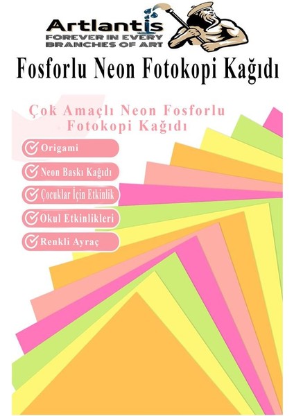 Neon Fosforlu Renkli A3 Fotokopi Kağıdı 50 Li 1 Paket 50 Adet Fosforlu 5 Renk Parlak Canlı Renkler Fotokopi Kağıdı fırsatları
