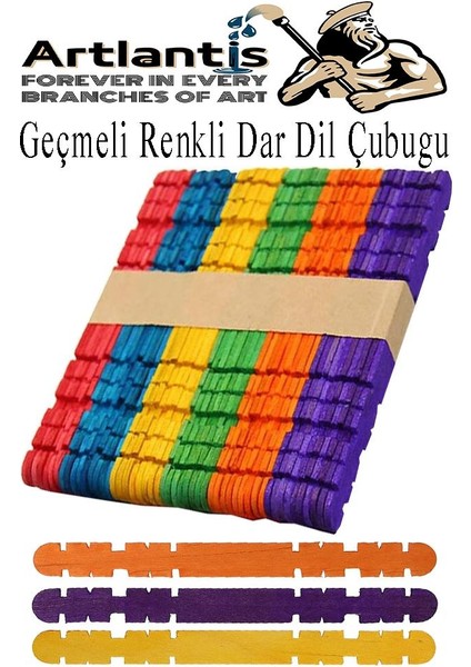 Renkli Geçmeli Dil Çubuğu Dar 100 Lü 1 Paket Çentikli Tırtıklı Geçirmeli Eklemeli Renkli Dondurma Çubuğu Kesik Uçlu Ahşap Çubuk fiyatları
