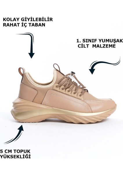 Düz Nude Çıt Çıt Detaylı Bağcıklı Günlük Kadın Sneaker Spor Ayakkabı fiyatları