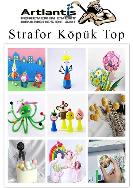 Strafor Köpük Top 4 cm 10 Adet Köpük Top Küre Toplar Yuvarlak Strafor Köpük Top Okul Deney Hobi Sanat
