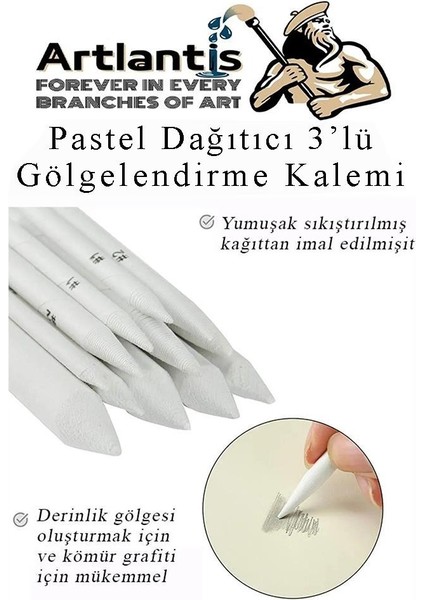 Pastel Dağıtıcı Gölgelendirme Kalemi 3 Lü 1 Paket Kaynaştırma Kalemi Kara Kalem Dağıtıcı Kalem Kağıt Kalem fırsatları