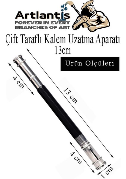 Kalem Uzatma Aparatı 1 Adet Çift Taraflı 13 cm Kalem Uzatma Aparatı Çift Uçlu Derceli Kalem Tasarım Hobi