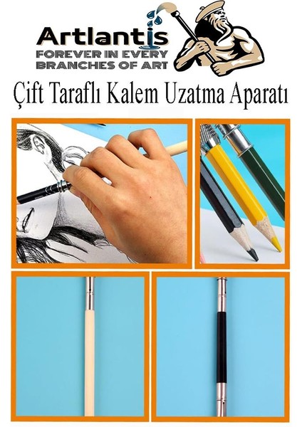 Kalem Uzatma Aparatı 1 Adet Çift Taraflı 13 cm Kalem Uzatma Aparatı Çift Uçlu Derceli Kalem Tasarım Hobi