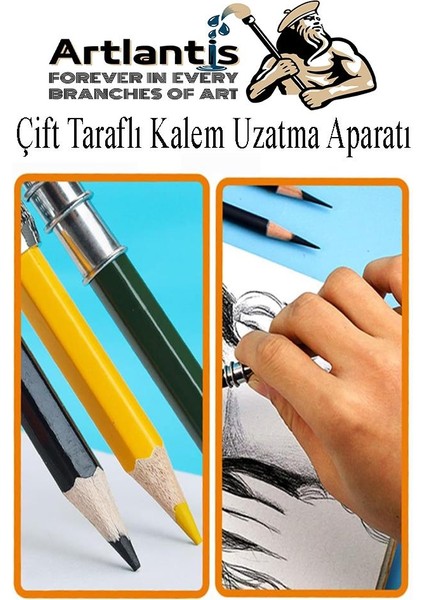 Kalem Uzatma Aparatı 1 Adet Çift Taraflı 13 cm Kalem Uzatma Aparatı Çift Uçlu Derceli Kalem Tasarım Hobi