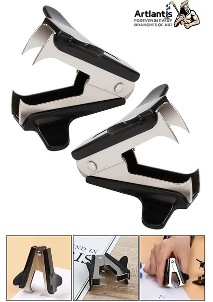 Siyah Zımba Teli Sökücü 2 Adet 24/6 ve No 10 Zımba Teli Çıkarıcı Paslanmaz Çelik Metal Zımba Sökücü