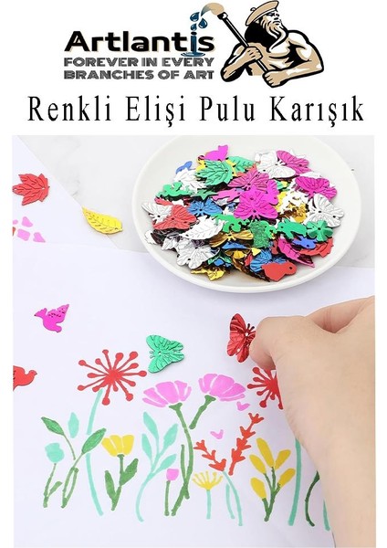 Elişi Pulu Karışık Şekilli 1000 Li 1 Paket Renkli Şekilli Pul Yanardöner Payet Pırıltılı Süs Okul Öncesi Kreş Ana Sınıfı modelleri