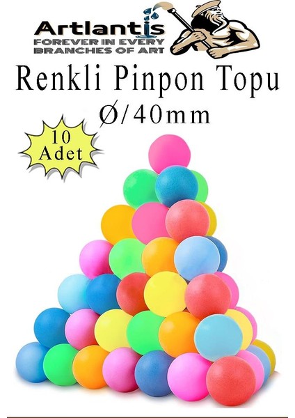 Renkli Pinpon Topu 10 Adet Masa Tenis Topu Evcil Hayvan Kedi Oyuncağı Okul Sınıf Etkinlik Deney Topu