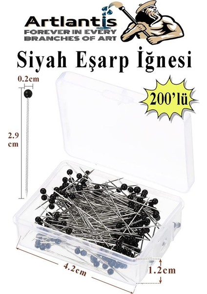 Eşarp Iğnesi Siyah 200 Lü 1 Paket Türban Iğnesi Başörtüsü Toplu Iğne Şal Düğün Nikah Nişan Kına Sünnet Takı Iğnesi