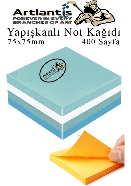 Yapışkanlı Not Kağıdı 4 Renk 400 Sayfa 1 Paket Buzul Küp Blok Yapışkanlı Postit 75X75 mm Renkli