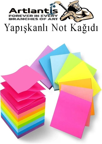Yapışkanlı Not Kağıdı 4 Renk 400 Sayfa 1 Paket Buzul Küp Blok Yapışkanlı Postit 75X75 mm Renkli
