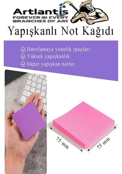 Yapışkanlı Not Kağıdı 4 Renk 400 Sayfa 1 Paket Buzul Küp Blok Yapışkanlı Postit 75X75 mm Renkli