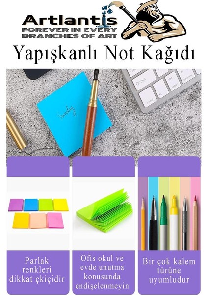 Yapışkanlı Not Kağıdı 4 Renk 400 Sayfa 1 Paket Buzul Küp Blok Yapışkanlı Postit 75X75 mm Renkli