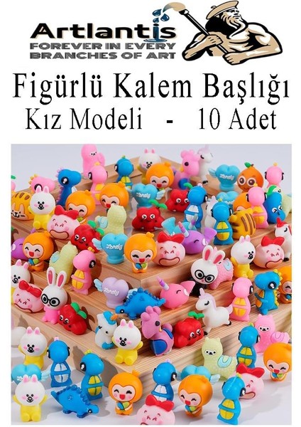 Kalem Başlığı Figürlü 10 Adet Kalem Süsü Kızlar Için Değişik Karkatür Hayvan Silikon Kalem Başlığı Sevimli Kalem Başlıkları