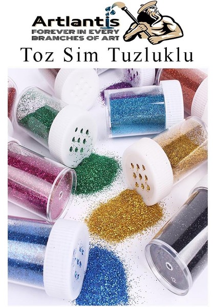 Açık Yeşil Toz Sim Tuzluklu 7 gr 3 Adet Renkli Toz Sim Epoksi Reçine Okul Etkinlik Dekarasyon Slime