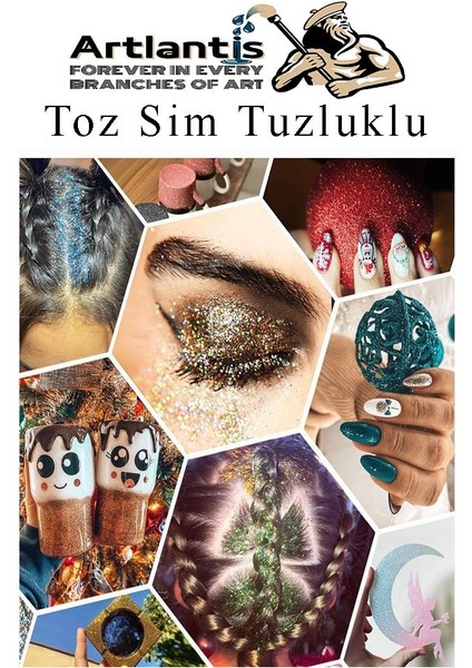 Açık Yeşil Toz Sim Tuzluklu 7 gr 3 Adet Renkli Toz Sim Epoksi Reçine Okul Etkinlik Dekarasyon Slime