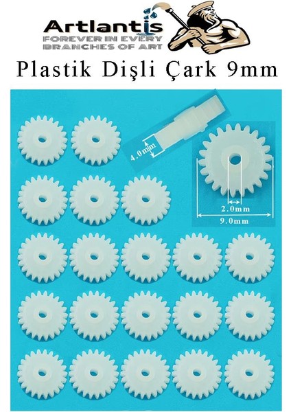 Plastik Dişli Çark 20 Adet 1 Paket Dış Çapı 9 mm Iç Çapı 2 mm Okul Deney Motor Çarkı Plastik Dişliler