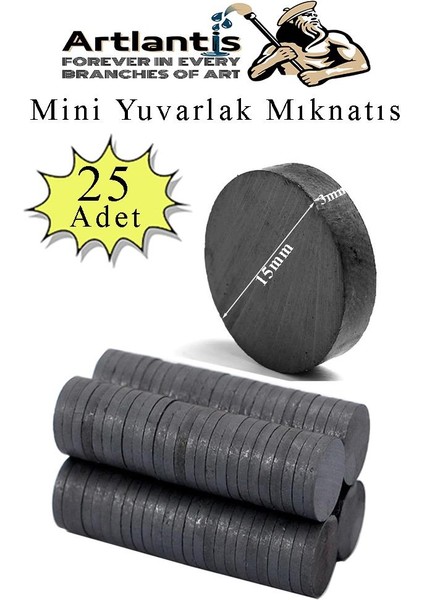 Yuvarlak Mıknatıs Mini 25 Adet 15X3 mm Mini Mıknatıs Seramik Kömür Mıknatıs Nişan Düğün Sünnet Çok Amaçlı Süsleme Mıknatıs