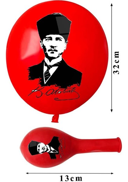 Atatüklü ve Bayraklı Balon 100 Adet Ata Balon Süsleme 29 Ekim 23 Nisan Kırmızı Beyaz Balon Bayrak Balon Bayram modelleri