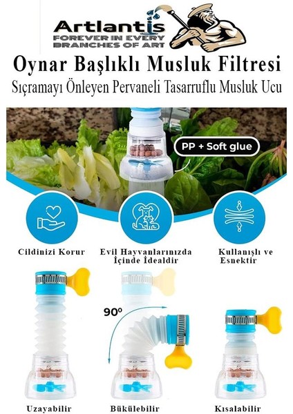 Oynar Başlıklı Musluk Filtresi 3 Adet Musluk Başlıgı Sıçramayı Önleyen Pervaneli Tasaruflu Batarya Ucu Mutfak Banyo fiyatları