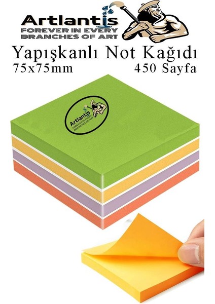Yapışkanlı Not Kağıdı 5 Renk 450 Sayfa 1 Paket Gizemli Küp Blok Yapışkanlı Postit 75X75 mm Renkli